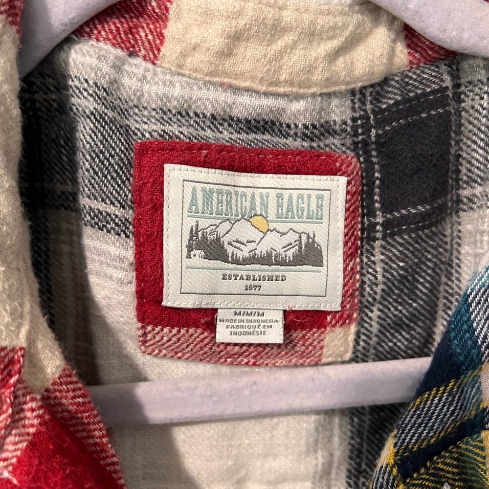 American Eagle Multicolor Plaid Teen Button Down Shirt - Picture 3 of 4